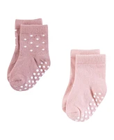 Hudson Baby Girls Cotton Rich Newborn and Terry Socks, Soft Dots, 12-24 Months