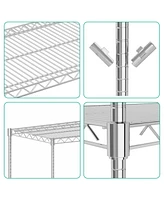 gaomon 4-Tier Wire Shelving Unit with Wheels, Heavy Duty Metal Storage Shelves, Adjustable Wire Rack Shelving for Restaurant Garage Pantry Kitchen, 35