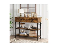 gaomon Console Tables for Entryway, Small Entryway Table with 2 Drawers, Narrow Console Table with Storage Shelves for Living Room, Hallway Table
