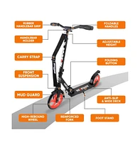 Hurtle Foldable Kick Scooter With Adjustable Handlebar - Black