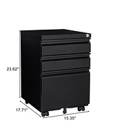 Boyel Living 2 Drawer Mobile Locking File Cabinet, Rolling Filing Cabinet for Letter/A4 With 5 Wheels