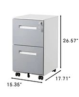 Boyel Living 2 Drawer Mobile Locking File Cabinet, Rolling Filing Cabinet for Letter/A4 Size With 5 Wheels