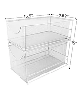 Sorbus 2-Tier Sliding Mesh Basket Drawers - White