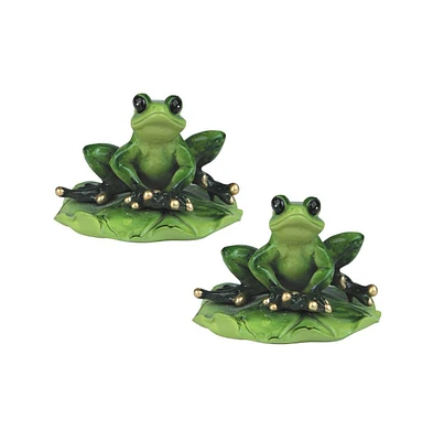 Fc Design "2-pc Gift Set" 3.75"W Frog on Lily Pad Statue Animal Figurine Statue Ornament Home Room Office Decor and Perfect Gift Ideas for Housewarmin