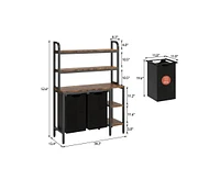 gaomon Laundry Basket,Laundry Hamper 2 Section with Side Shelves,3 Tiers Laundry Sorter with 2 Pull-Out and Removable Laundry Bags