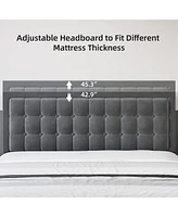 gaomon Platform Bed Frame with Upholstered Button Tufted Headboard