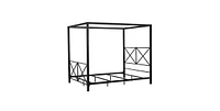 Slickblue Modern Metal Four-Poster Canopy Bed Frame