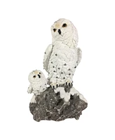 Fc Design "2-pc Gift Set" 9.5"H Snow Owl with Baby Figurine Statue Ornament Home Room Office Decor and Perfect Gift Ideas for Housewarming, Holidays a