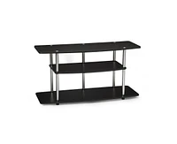 Slickblue 3-Tier Flat Screen Tv Stand with Wood Grain Finish and Stainless Steel Accents