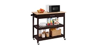 Slickblue Kitchen Island Cart with Wood Top 2-Shelves Drawer and Locking Wheels