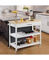 Slickblue Kitchen Island Cart with Drawer Storage Shelves and Locking Casters