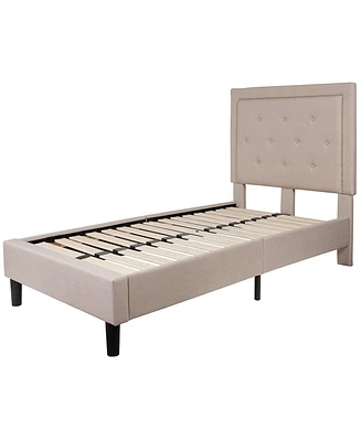 Slickblue Fabric Upholstered Platform Bed with Button Tufted Headboard