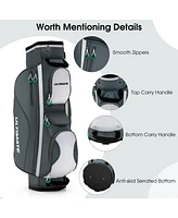 Gymax 14 Dividers Golf Cart Bag w/ 7 Zippered Pocket Cooler Bag Rain Hood Valuable Bag