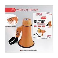 Pyle Portable Megaphone with Siren, 20 Watt Power, Aux Input for MP3, Automatic Siren, Lightweight