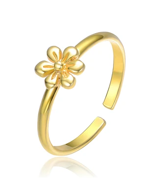 GiGiGirl 14k Gold Plated Daisy on Top Adjustable Ring