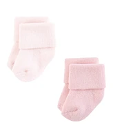 Hudson Baby Boys Unisex Cotton Rich Newborn and Terry Socks, Mauve Neutral, 0-6 Months