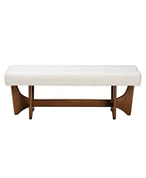 Baxton Studio Theo Japandi Cream Boucle Fabric and Walnut Brown Finished Wood Bench