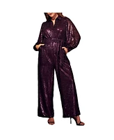 Eloquii Plus Sequin Jumpsuit With Collar