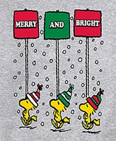 Airwaves Men's Peanuts Woodstock Merry and Bright Long Sleeve Fleece