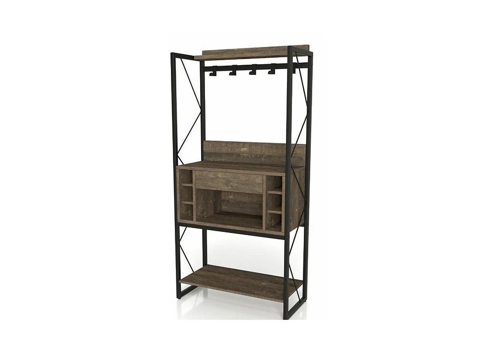 Slickblue Farmhouse Iron Baker's Rack with Wine Storage for Kitchen and Dining Room