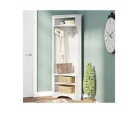 Slickblue Tall and Sturdy Entryway Corner Hall Tree with Coat Hooks and Storage