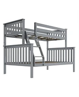 Slickblue Twin over Full Solid Wood Bunk Bed with Safety Rails and Ladder