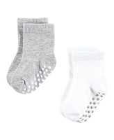 Hudson Baby Boys Cotton Rich Newborn and Terry Socks, Blue Gray Basic