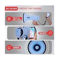 Pyle 50-Watt Portable Megaphone with Siren, MP3 Input, Automatic Siren, Shoulder Strap, Lightweight