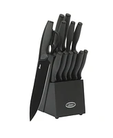 Oster Slicecraft 14 Piece High Carbon Stainless Steel Knife Block Cutlery Set - Black