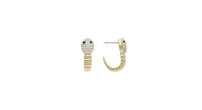 Rivka Friedman Cubic Zirconia Encrusted Snake with Green Crystal Eyes Earrings