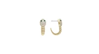 Rivka Friedman Cubic Zirconia Encrusted Snake with Green Crystal Eyes Earrings