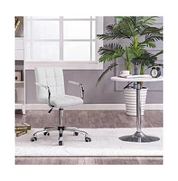 Slickblue Modern Faux Leather Mid-Back Swivel Office Chair with Armrests and Wheels for Comfortable Desk Seating