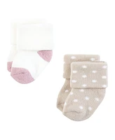 Touched by Nature Baby Girls Organic Cotton Socks, Soft Pink Dot Stripe, 0-6 Months