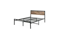 Slickblue Rustic FarmHome Metal Wood Platform Bed Frame