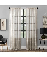 Clean Window Twill Stripe Anti-Dust Linen Blend Sheer Curtain Panel