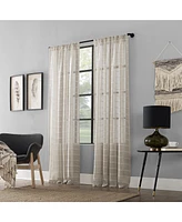 Clean Window Twill Stripe Anti-Dust Linen Blend Sheer Curtain Panel