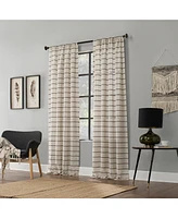 Clean Window Twill Stripe Anti-Dust Linen Blend Sheer Curtain Panel