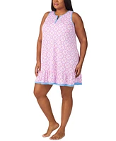 Ellen Tracy Plus Printed Ruffled-Hem Nightgown