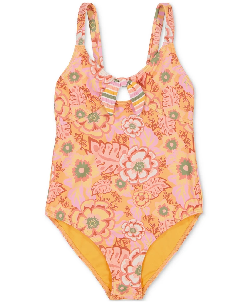 Roxy Big Girls Wild Flower Cutout-Detail One-Piece Swimsuit