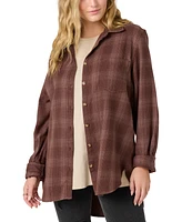 O'Neill Juniors' Travys Plaid Print High-Low-Hem Cotton Shirt