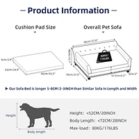 Bingopaw Pet Dog Couch Bed Deluxe Dutch Velvet Upholstered Sofa Bed Removable Cushion
