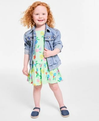 Epic Threads Toddler Girl Fairfield Denim Jacket Floral Print Peplum Dress Exclusively At Macys