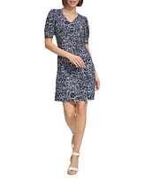 Tommy Hilfiger Women's Printed Puff-Sleeve Shift Dress