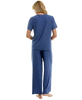 Roudelain Women's Star-Print Henley Pajama Set