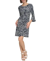 Tommy Hilfiger Women's Printed Bell-Sleeve Shift Dress