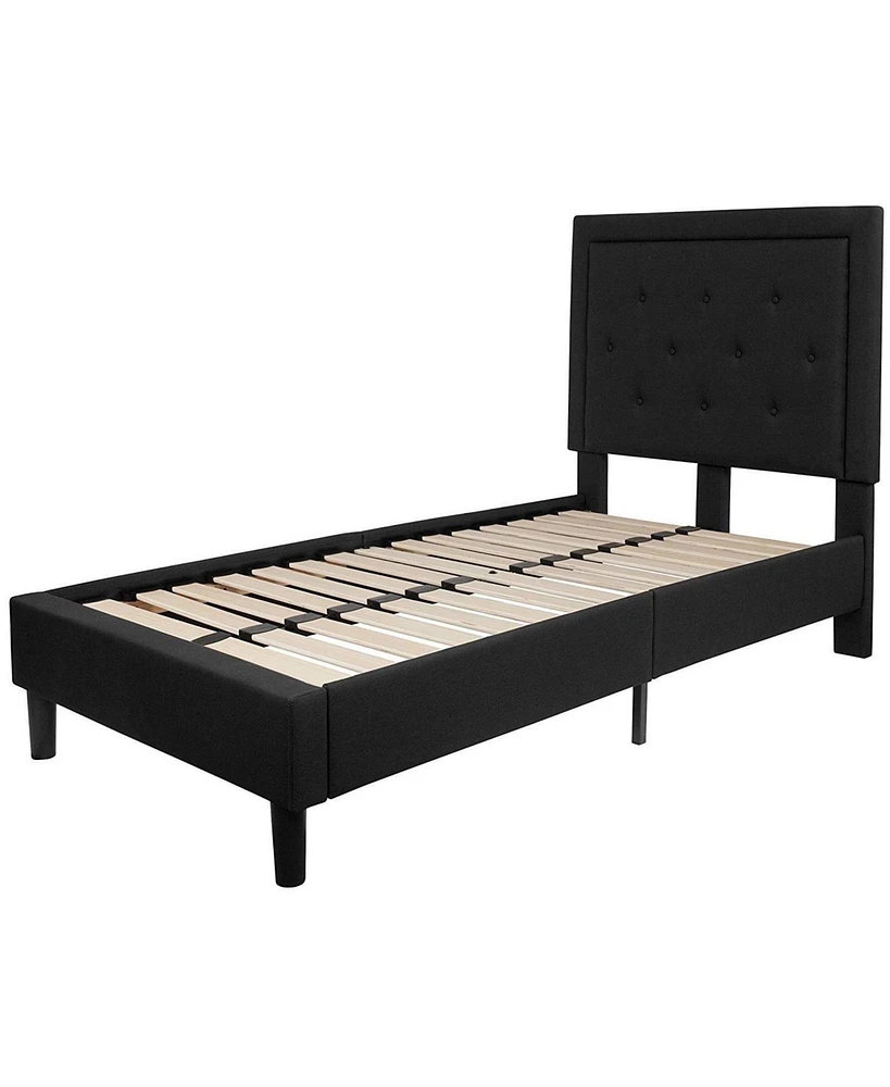 Slickblue Fabric Upholstered Platform Bed with Button Tufted Headboard