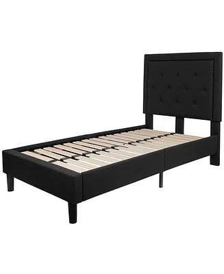 Slickblue Fabric Upholstered Platform Bed with Button Tufted Headboard
