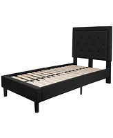 Slickblue Fabric Upholstered Platform Bed with Button Tufted Headboard