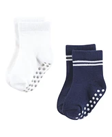 Hudson Baby Boys Cotton Rich Newborn and Terry Socks, Athletic Stripe Neutral, Months