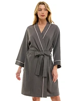 Roudelain Women's Waffle-Knit Kimono Wrap Robe